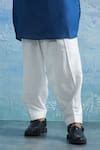 Buy Blue Kurta Linen Plain Pathani With Salwar For Men by Charkhee ...
