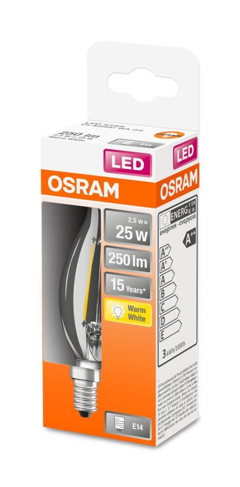 OSRAM LED Star Retrofit Classic BA Filament 2,5-25W/827 warmweiß E14 ...