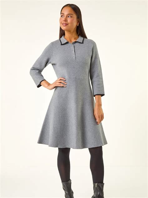 Buy Roman Grey Petite Collared Knit Dress from Next India