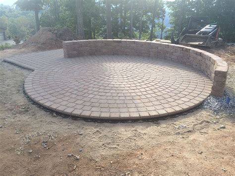 Concrete Paver Patio with Semi-Circular Seating Wall