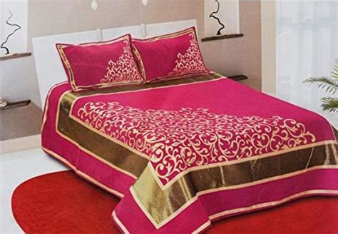 F2L Chenille Velvet Abstract 500 TC Heavy Bedsheet for Double Bed King ...
