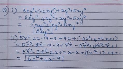 Add each of the following expressions: (a) 6xy2,- 4xy2, xy2, 5xy2 (c ...
