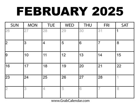 February 2025 Calendar Printable