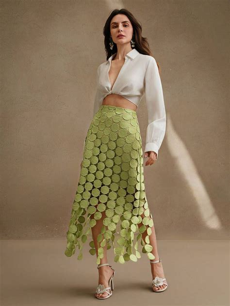 Anewsta Saia longa feminina com vários círculos e camadas duplas ...