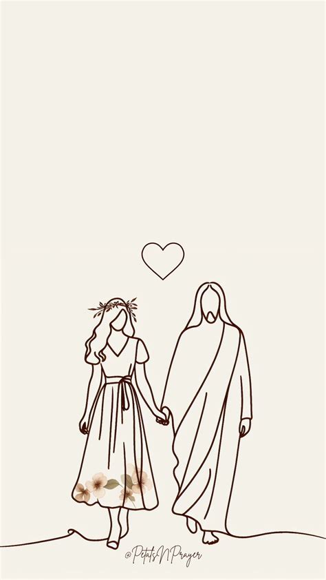 Minimalistic outline of woman walking with jesus phone wallpaper – Artofit