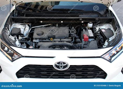 Vinnytsia, Ukraine March 06, 2024. Close Up Toyota RAV4 Gas Engine. Toyota RAV4 Engine with the ...