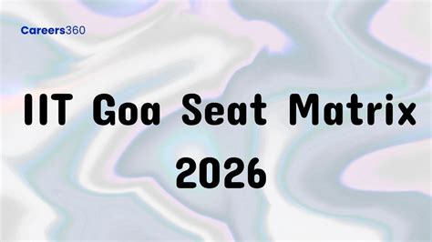 IIT Goa Seat Matrix 2026 - Check Total Number of Seats