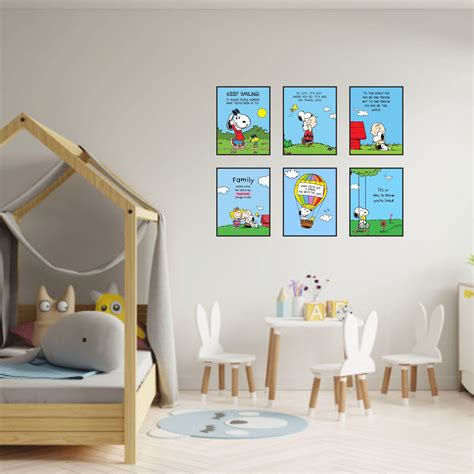Charlie Brown and Snoopy Poster Prints for Wall Decor Bedroom - Set of ...