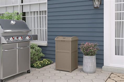 Suncast 33 Gallon Hideaway Trash Can For Patio at Robbin Wood blog