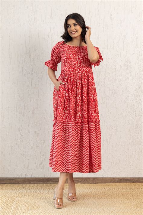 Red Off Shoulder Cotton Maxi – Bold & Stylish Statement Piece