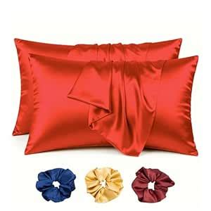 Buy Fynite Satin Pillow Covers|Silk Pillowcases Set of 2 for Hair and ...