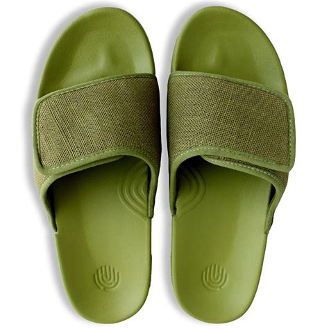 Men Linen Sugar Sliders - Olive Green