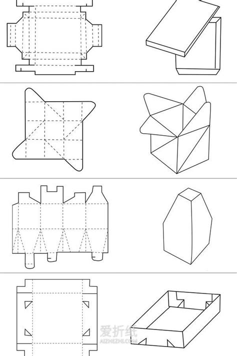 正方形纸盒展开图手绘图片