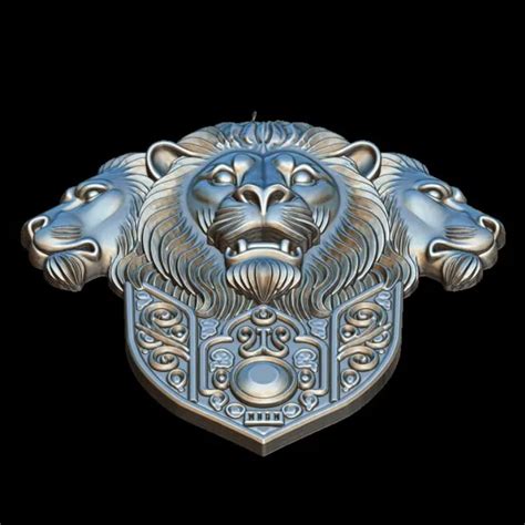 Three Headed Lion 3D Print Model - Majestic 3D Sculpture
