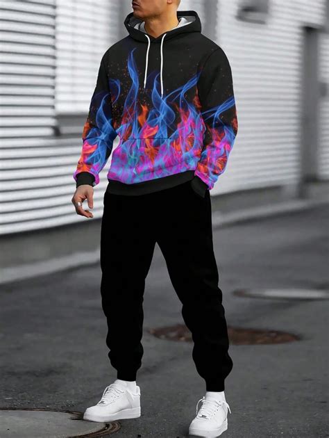 Men's 2-Piece Wrinkle-Resistant Hoodie & Sweatpants Tracksuit Set ...