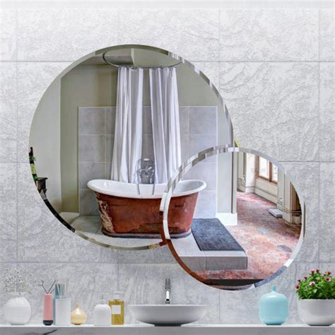Scandinavian Frameless Beveled Dual Round Bathroom Mirror – Decor Mantra