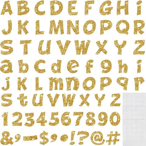 Amazon.com: 72 Pcs Gold Glitter Printed Bulletin Board Letters Playful ...