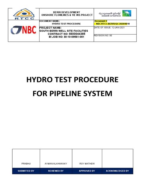 Image result for Hydrostatic Testing Procedure