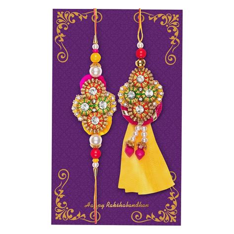 Buy TIED RIBBONS Ethnic Rajasthani Lumba Rakhi for Bhaiya Bhabhi with ...