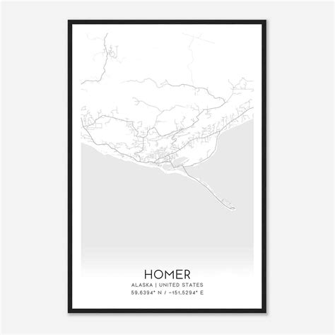 Homer Alaska Map Poster, Modern Home Decor Wall Art Print - Custom Maps & Posters