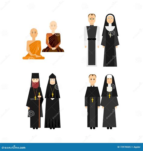 Insieme Differente Del Monaco Di Religione Illustrazione Vettoriale - Illustrazione di ...