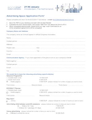 Fillable Online Advertising Space Application Form* Fax Email Print ...