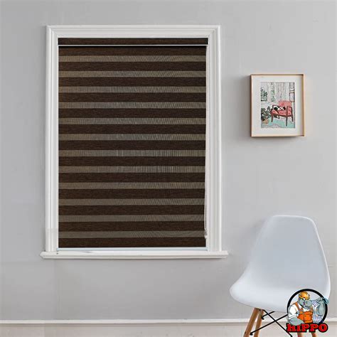 HIPPO Premium Zebra Blinds Wooden Design Polyester Blend Semi/Complete ...