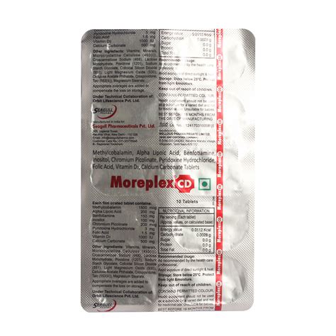 Moreplex CD Tablet 10's Price, Uses, Side Effects, Composition - Apollo ...