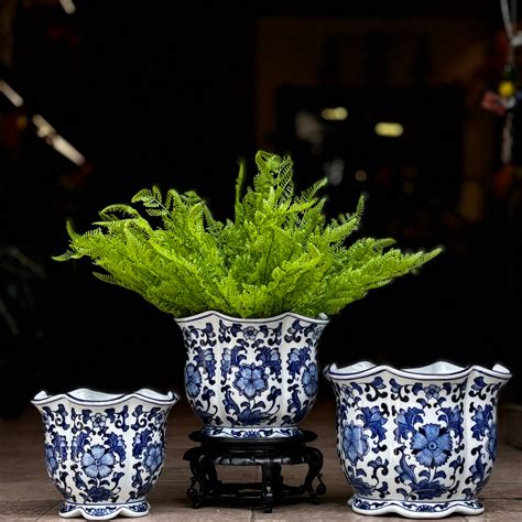 Blue And White Porcelain Jardiniere Planter – INARA HOME DECOR