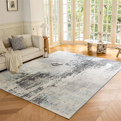 Amazon.com: OMERAI 5x7 Washable Area Rug, Grey Modern Abstract Area Rug ...