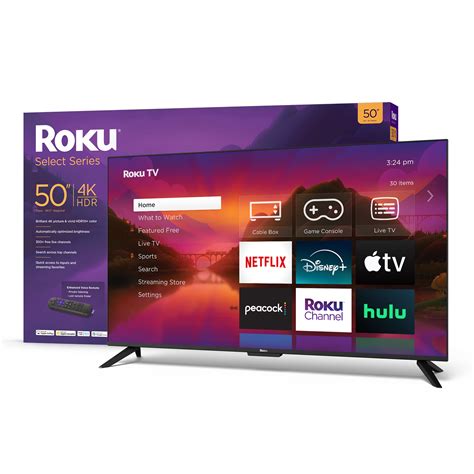 Roku Select Series 50'' 4K HDR Smart TV with Voice Remote, Brilliant 4K ...