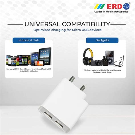 Buy Best ERD Twin Port Mobile Phone Charger | Fast Adapter with Cable ...