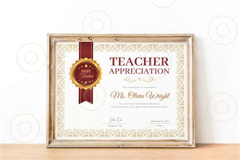 Teacher Appreciation Award Certificate Template | Teacher Gift | Award ...