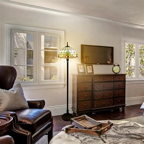 Tiffany Floor Lamp 3 Lights - Stained Glass Living Room