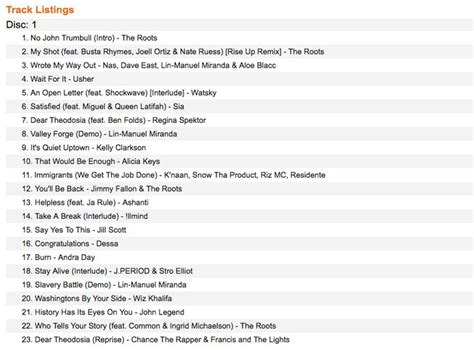 Hamilton Song List in Order 的图像结果