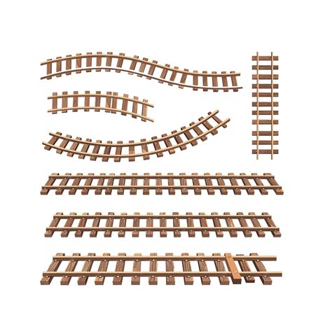 Set of train tracks vector graphics white background in the style ...