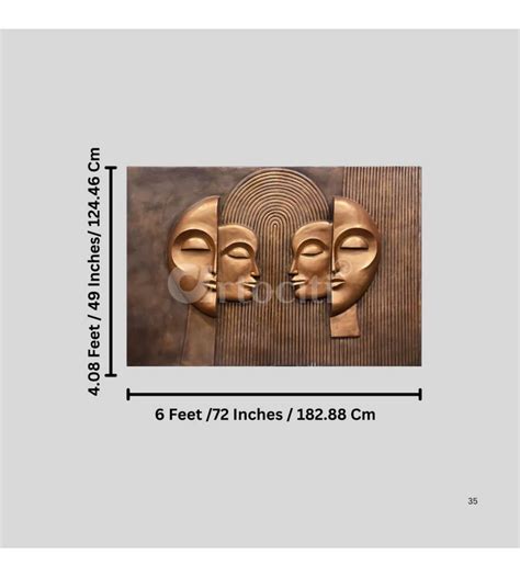 6X4 Feet Abstract Face 3D Relief Wall Mural | Contemporary Wall Art