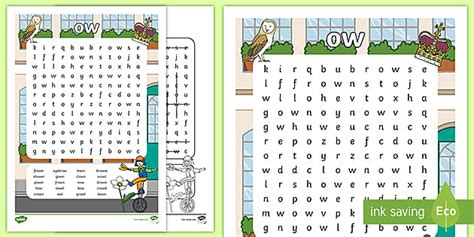 'ow' Alternative Digraph Word Search (teacher made) - Twinkl