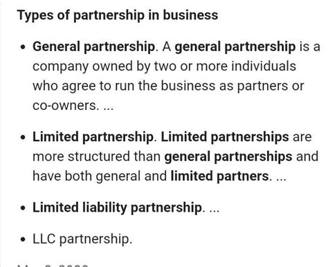 what are the types of partner ship - Brainly.in