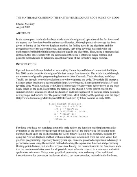 Image result for Fast Inverse Square Root Explained