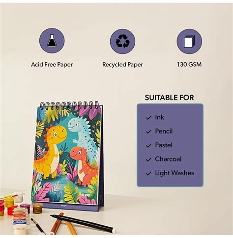 Buy Loope Kids A4 Dino Sketch Pad – Creative Fun Awaits! - Art Supplies ...