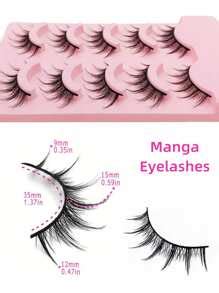 Asiteo 5 Pairs Manga Anime Lashes Natural Look Faux Mink Wispy Fluffy ...