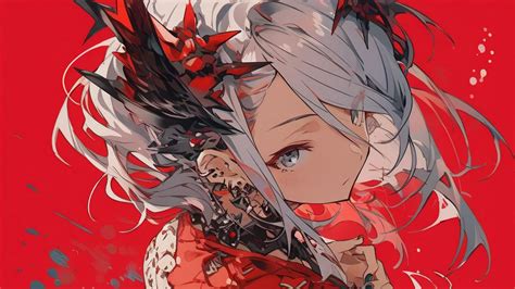 Wallpaper girl, jewelry, kimono, red, anime hd, picture, image