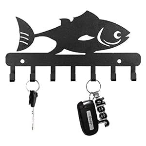Sehaz Artworks Metal Wall Hooks for Keys | 7 Hook Fish Wall Rack Holder ...