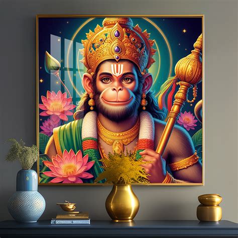 Lord Hanuman Premium Acrylic Square Wall Art - The Next Decor