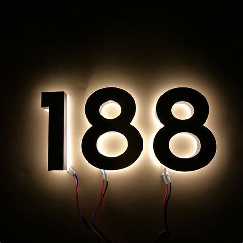"188" house number brushed backlit letter | sunsignad