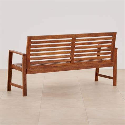 Buy Romero Mango Wood 2-Seater Bench with Backrest - Brown from Home ...