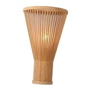 CALANDIS 2xRetro Bamboo Wickert Wall Lamp Sconce LED E27 Rattan Shade ...