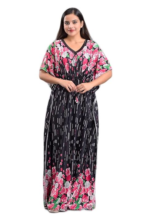 Buy Indian Handicraft Satin Kaftan/Night Dress for Women Sleepwear ...