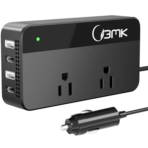 BMK 200W Car Power Inverter DC 12V to 110V AC Car Inverter 4 USB Ports ...